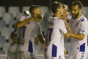 Los jugadores del Tenerife celebrando uno de sus goles.