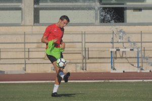 Javi Pérez en uno de sus últimos entrenamientos en el Almería.