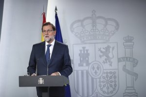 Mariano Rajoy en rueda de prensa esta mañana.