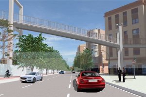 Así queda la remodelación de la carretera de Sierra Alhamilla, con la pasarela restaurada y pintada de blanco.