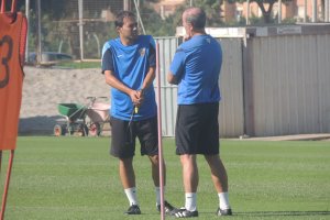 Fran Fernández, en el entrenamiento de este lunes.