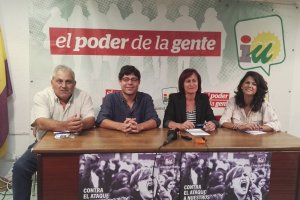 Desde la izquierda, Luque, Pineda, Martín y Amate, esta mañana en la sede de IU.