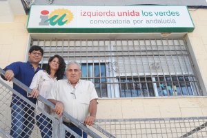 Pineda, Amate y Luque, ayer en la sede de IU.