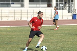 Corredera en un entrenamiento con el primer equipo.