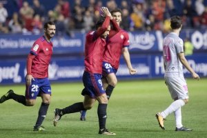 Quique celebró así su gol al Almería.