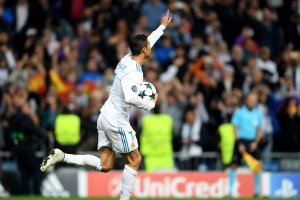 Cristiano Ronaldo celebra su gol en el Bernabéu.