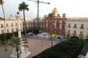 Imagen aérea de las obras de la Plaza Vieja