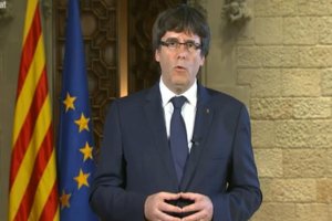Carles Puigdemont durante su discurso en la Generalitat.