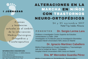 Cartel de las Jornadas de InterActúa de Trastornos Neuro-Ortopédicos en Niños con los doctores Lerma Lara y Martínez Caballero