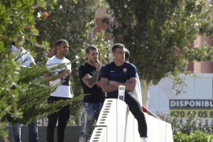 Fran Vélez con sus antiguos compañeros.