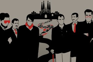 Cartel de Amistat del braç: La Generación del 50, ciclo que cierra la Facultad Valente, obra de Juan Luis Viciana.