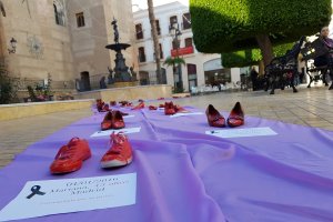 El pasado año la Plaza Mayor se llenó de zapatos por cada víctima.