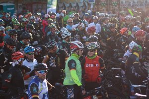 Panorámica de la línea de salida esta mañana en Almería