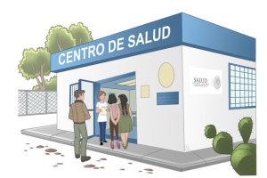 Cola en el centro de salud.