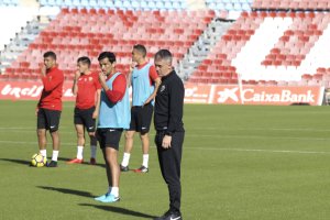 Alcaraz en el entrenamiento de este jueves.