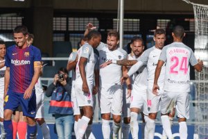 La celebración del gol de Verza.