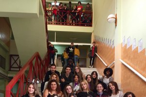 Alumnos del Bachillerato de Artes del IES Alborán que han participado en la acción artística "Malditas Palabras".