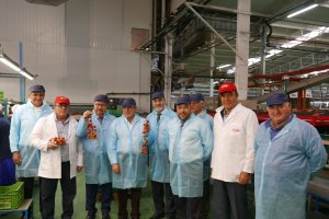 Representantes de la Junta de Andalucía visitan las instalaciones de la cooperativa Vicasol tras la entrega de las ayudas.