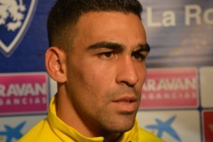 Dani Romera pasó por la zona mixta de La Romareda.