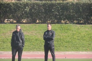 Lucas Alcaraz y Miguel Ángel Campos, preparador físico.