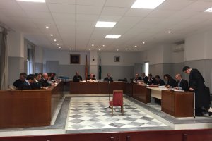 Sala de vistas de la Audiencia, en el inicio del juicio