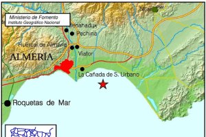 Mapa gráfico del temblor recogido en Almería durante la mañana del 26 de diciembre.