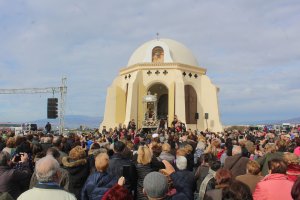 La Virgen del Mar a su llegada a la ermita de Torregarcía.