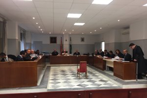 Sala de vistas en el inicio del juicio oral en la Audiencia Provincial de Almería