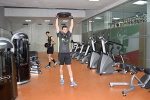Mario Ferrera en la sesión de entrenamiento.