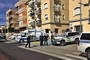 Lugar donde se produjo el asesinato, instantes después de los hechos