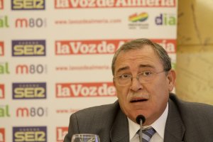 Francisco Góngora, presidente de Hortiespaña, en un desayuno con La Voz de Almería.