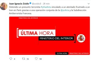 Tuit de esta tarde del ministro del Interior.