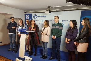 Rueda de prensa en la sede del PP.