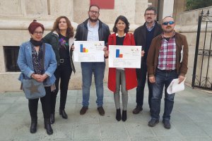 Dirigentes de IU, ayer.