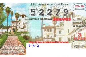 Décimo de la Lotería Nacional con el número del primer premio.