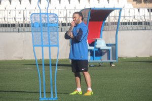 Crusat, este lunes en la hierba del Estadio de los Juegos Mediterráneos.