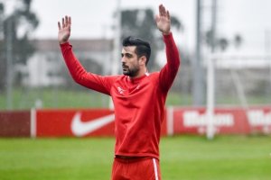 Álex Pérez entrenando en Mareo.