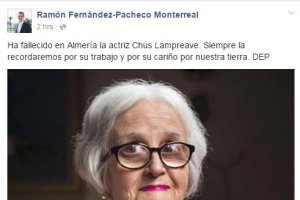 El alcalde de Almería ha dedicado a la actriz un mensaje en su cuenta de Facebook.