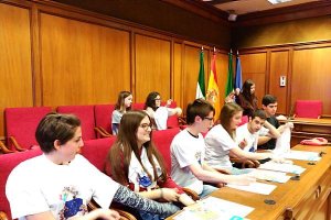 Estudiantes del IES Alto Almanzora, en el salón de plenos.