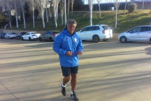 El míster, saliendo al Anexo este martes.