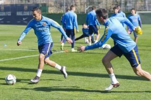 Dani Romera en un entrenamiento con el Barça.