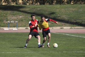 José Ángel e Iván Sánchez en el entrenamiento.