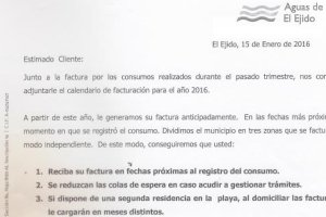 Factura del agua, que posee el PSOE y a la que hace referencia el portavoz.