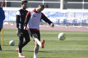 Fran Vélez en el entrenamiento de este jueves.