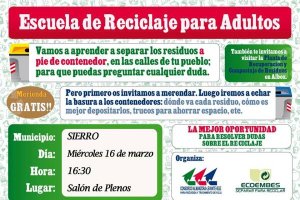 Cartel anunciador de la escuela de reciclaje.