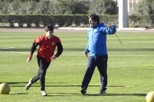 Sebastián Somoza animando a José Ángel Pozo.