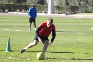 Jorge Morcillo es uno más en los entrenamientos.