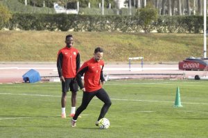 Iván y Zongo en el entrenamiento de este viernes.