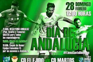 Cartel del partido del próximo domingo festividad de Andalucía.