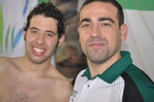 Tejada (izquierda) con su entrenador.